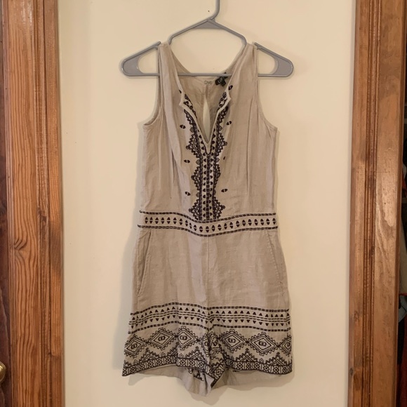 Loft Linen Embroidered Romper - Picture 3 of 8
